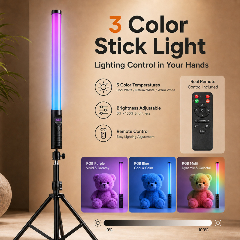 RGB Handheld Video Light Wand, - Photography Lighting Description ulasan dan harga