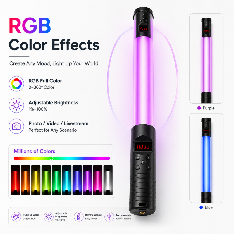 RGB Handheld Video Light Wand, - Photography Lighting Description ulasan dan harga